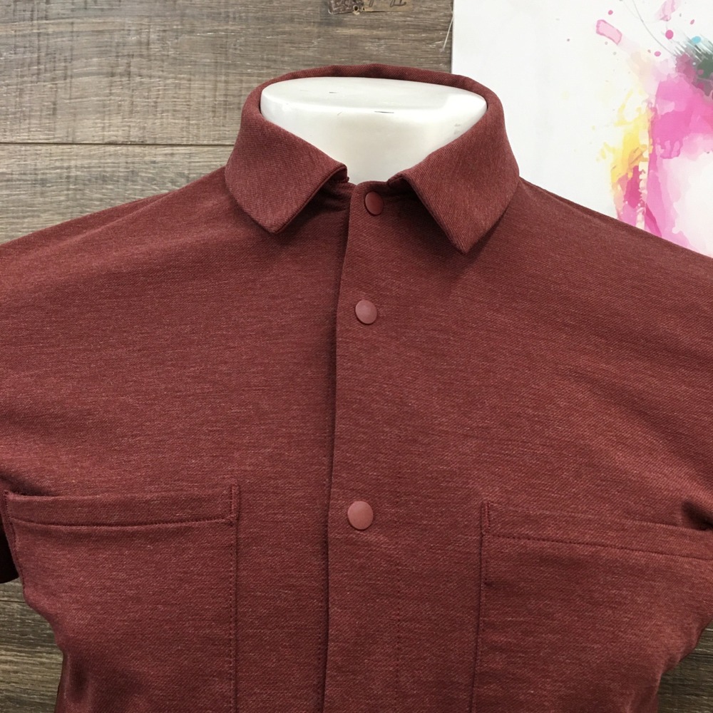 Lululemon Compatibility Mens Long Sleeve Snap Front Shirt Pockets Size M - Picture 2 of 7